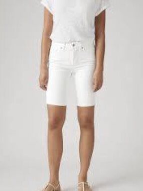 Levi's White Mid Rise Denim Bermuda Shorts